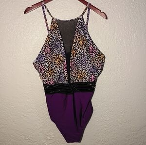 Leopard Print Colorblock Swimsuit